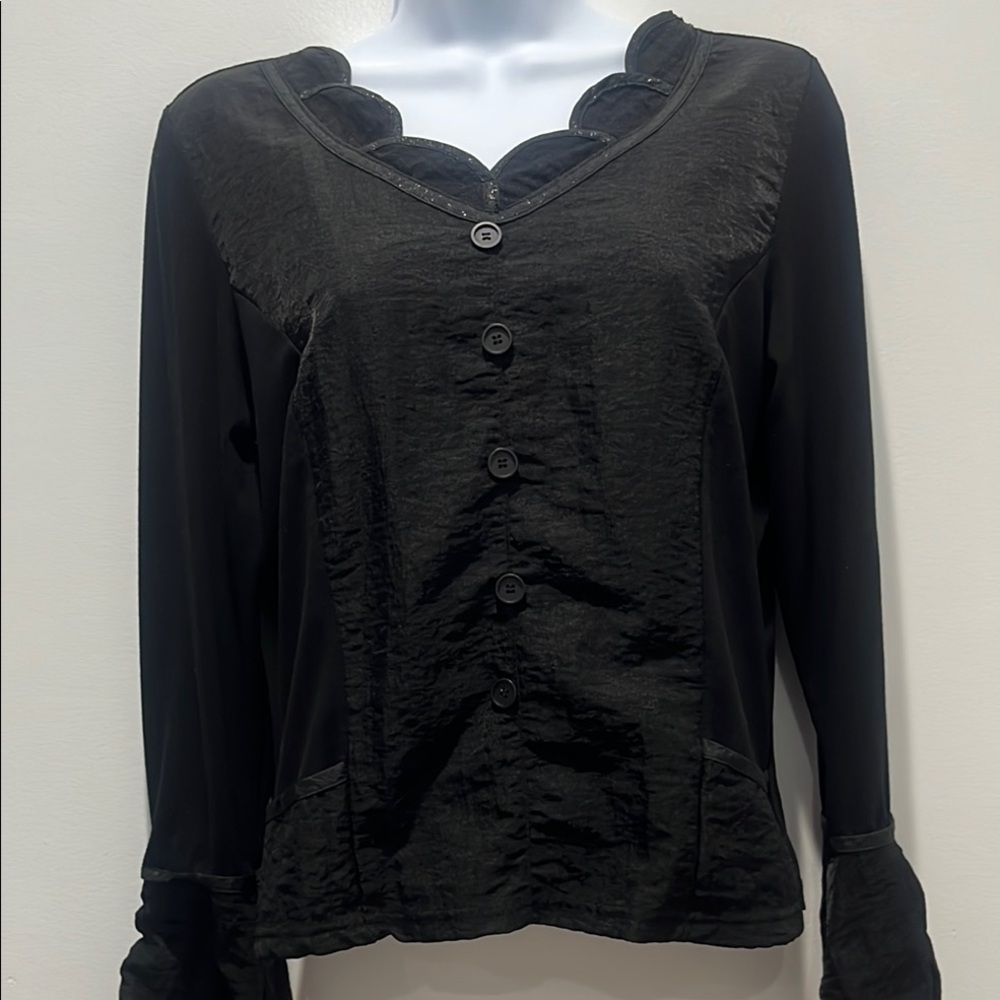 Cinderella Black Ruffled Long Sleeve Blouse